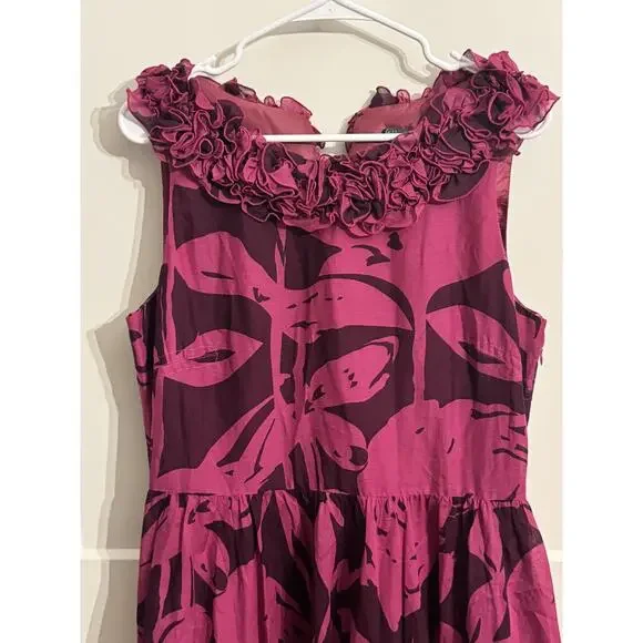 Gabby Skye Dress Sz 14 Pink Floral Ruffle Fit Flare Wedding Easter Office Boho - Picture 11 of 11